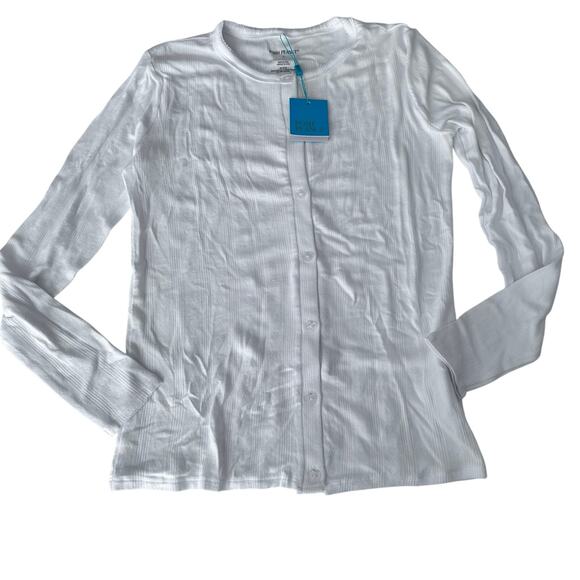 Posh Peanut White Ribbed Pointelle Cardigan - Size S - Picture 2 of 8